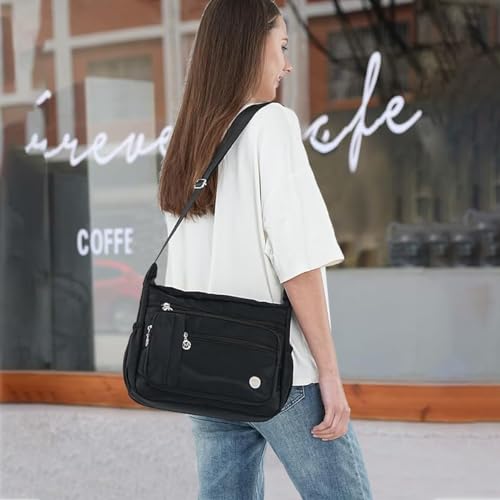 PALAY® Womens Crossbody Bag Nylon Waterproof Multipocket Sling Adjustable Shoulder Strap Black 25x21x10cm 3 PCS PALAY® Womens Crossbody Bag Nylon Waterproof Multipocket Sling Adjustable Shoulder Strap Black 25x21x10cm 3 PCS